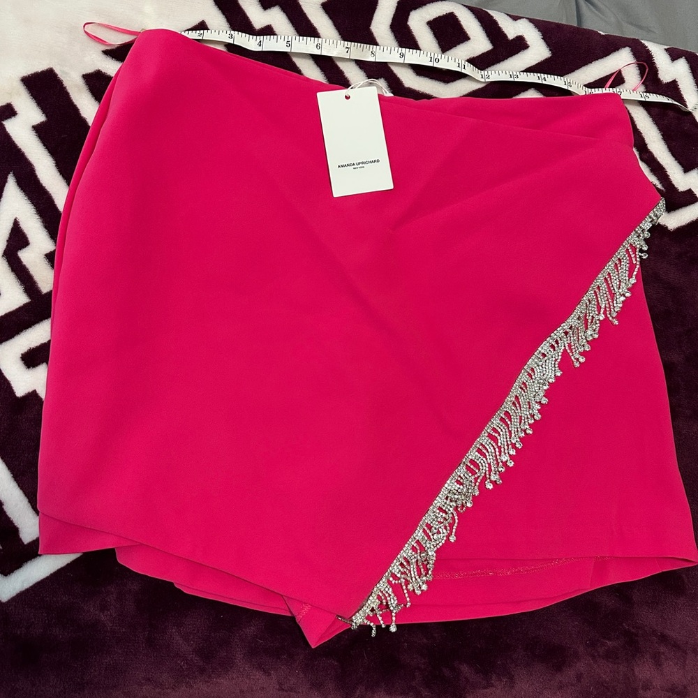 NWT Amanda Uprichard Pink Skort with Silver Fringe XL